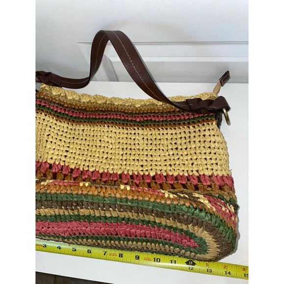 St. John's Bay Basket Shoulder Bag Woven Straw NWOT Striped - Picture 10 of 12